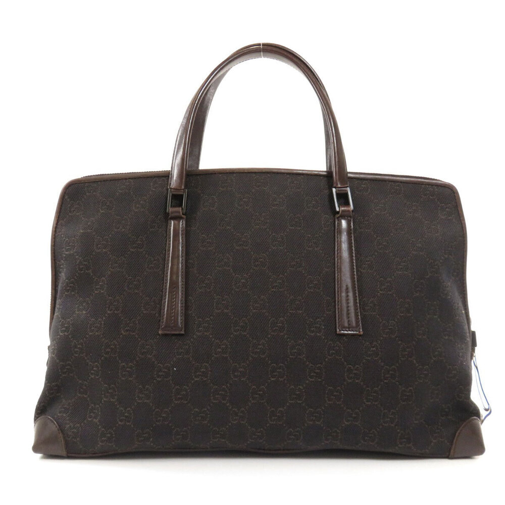 Gucci brown leather trim tote bag canvas GG